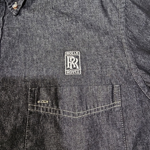 Harriton Mens 100% Cotton Button Down Shirt Size M "Rolls Royce" Embroidered - Picture 3 of 7